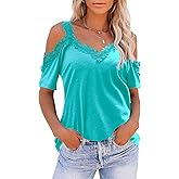 KKG Womens Sexy Cold Shoulder Tops, Casual Off Shoulder Open Shoulder Shirts