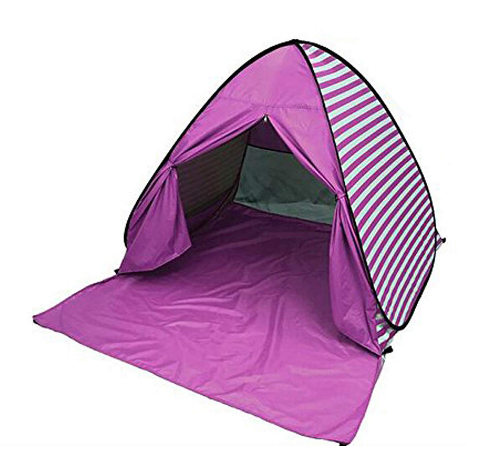 YBK Tech Automatic Pop Up Beach Tent UV Protection Instant Portable Quick Cabana Sun Shelter for 2-3 Persons- Stripe Design (Pink)
