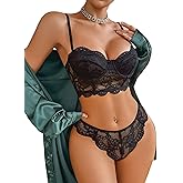 Avidlove Lace Lingerie Set for Women 2 Piece Bra and Panty Sets V Neck Corset Tops Nightwear S-XXL
