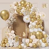 Balloon Garland White and Gold Arch Kit with Butterfly Stickers 104pcs view 9