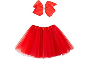 Jastore Girls Tutu Skirt 4 Layers Tulle Tutus for Girls Fluffy Ballet Dress Up for Toddler Kids Children