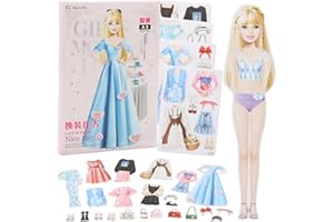 BROVITI DIY Fashion Girl Dress Up Magnetic Sticker Princess Dress Up Paper Doll Magnetic Pretend and Play Travel Playset for Girls Preschool Learning Created Imagine Birthday Gift