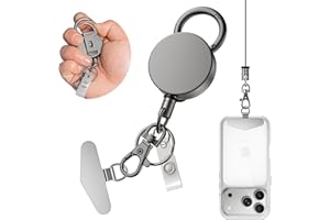 DINALLE Retractable Cell Phone Lanyard, Heavy Duty Metal Anti-Theft Phone Tether with Belt Clip Carabiner, Universal Anchor
