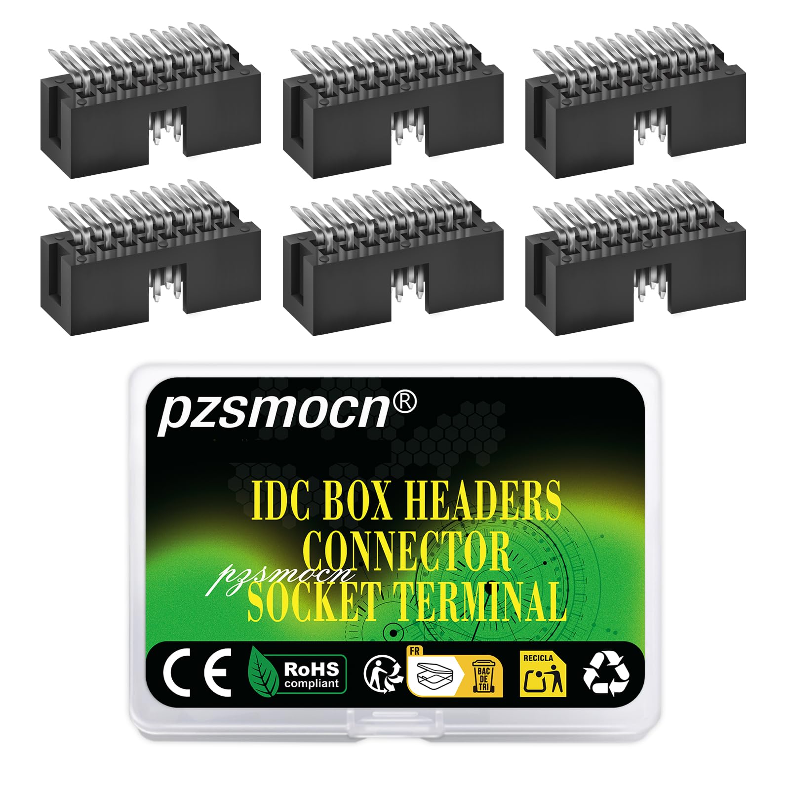 Pzsmocn 20 Pieces IDC 2 * 8 Double Row 2.54 mm Pitch JTAG ISP 16-Pin Box Header Connector Adapter Cable Male Socket SMT Terminal for PCB Electronic Equipment Projects.