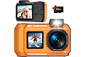 TUPSIO 8K UHD 70MP 33FT Underwater Camera with 32GB Card Rugged Waterproof Dustproof Shockproof