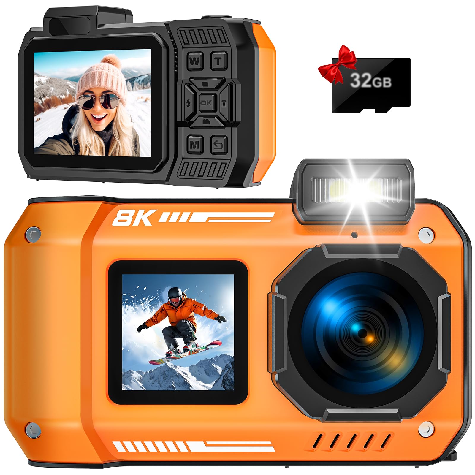 Photo 1 of **MISSING MEMORY CARD/BATTERY DOOR WONT CLOSE**Underwater Camera 8K 70MP Digital Camera 33FT Waterproof Camera with 32GB Card Rugged Dustproof Shockproof
