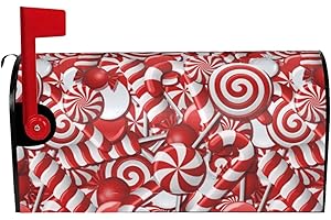 FAMLIIHW Christmas Swirl Candy Mailbox Covers Magnetic Standard Size Mailbox Wraps Letter Post Mailbox Cover 21" X 18" for Holiday Garden Yard Decor