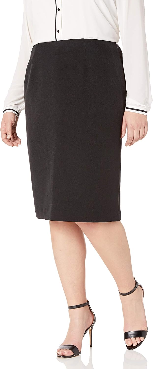 Kasper Women's Plus Size Stretch Crepe Skimmer Skirt at  Women’s Clothing store
