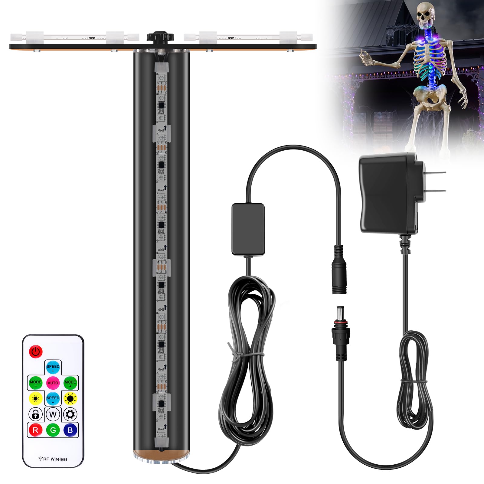 Photo 1 of 12 Ft Skeleton Lighting Kit, (Not Include Skeleton) 100+ Modes and 7 Colors Giant Skeleton LED Lighting, Waterproof Outdoor Skeleton Light with Remote Control for Halloween Decoration