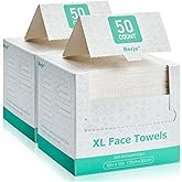 Borje Face Towels XL, Disposable Face Towel 10" x 12", 100 Count (2 Packs of 50), 100% USDA Biobased Facial Towelettes, Ultra Soft & Thick Makeup Remover Dry Wipes for Women Cleansing