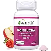 EZ Melts Dissolvable Sugar-Free Kombucha Tablets with SCOBY & Apple Cider Vinegar, Gut Health Supplements for Men & Women, Apple Berry Flavor, 2-Month Supply - 1 Pack