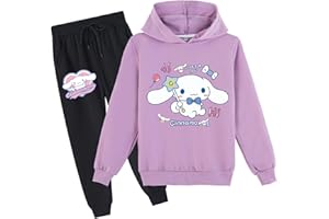 PaPama Children Cotton Hoodie Set,Kids Casual Long Sleeve Pullover Tops with Sweatpants,Loose Fit Sweatsuit for Girls