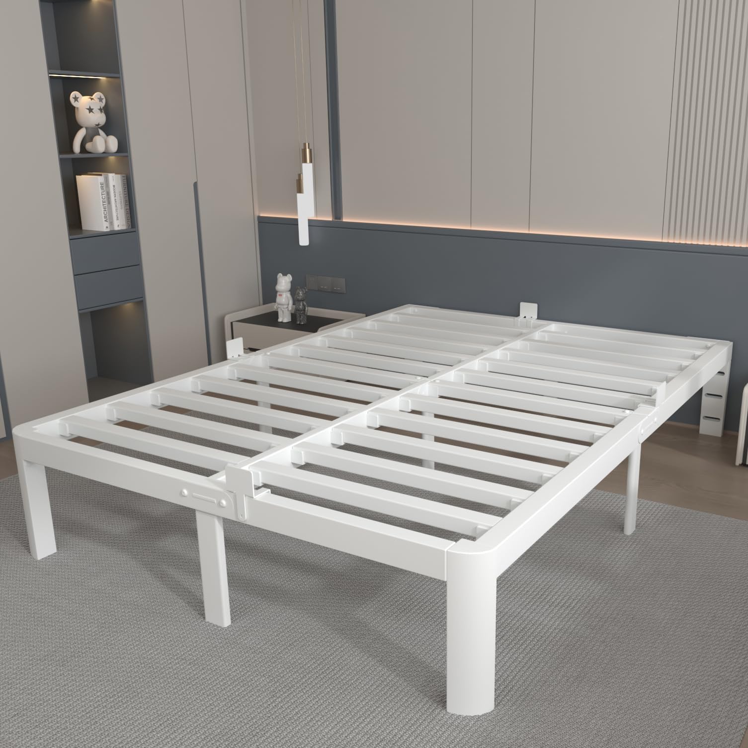 Photo 1 of *UNTESTED*
KOSOSO 12 Inch Queen Bed Frame with Metal Gaskets, White Bed Frame Queen Size No Box Spring Need, Heavy Duty Steel Platform Support, Round Corner Design, Reserved Holes, Noiseless, Storgae Space