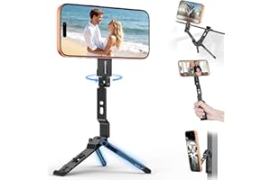 OMOTON TP03 [Ultra-Slim] for MagSafe Tripod, 360°Rotating Magnetic Phone Tripod for iPhone 17/16/15 Pro Max Air, Foldable Cel