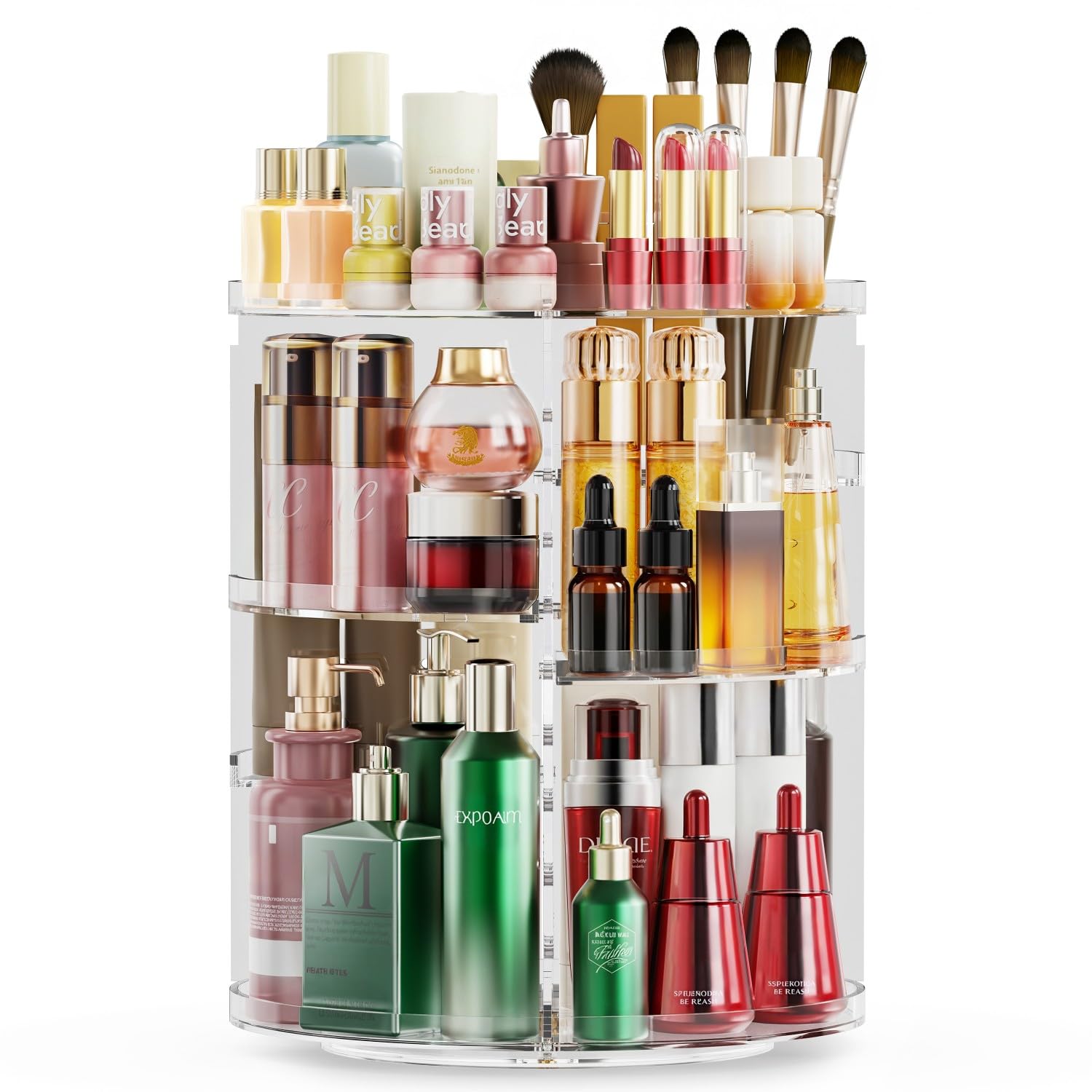 Auxmir Rotating Makeup Organiser, 9-Tier Adjustable Makeup Organiser with 360 Degree Rotation, Large Capacity Spinning Makeup Storage on Stand Revolving for Vanity Table, Bedroom, Bathroom