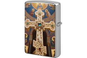 Lighter Case Personalized Cross & Mural Lighter Cover Metal Protector Reusable Double-Sided Graffiti Lighters Sleeve for Wome