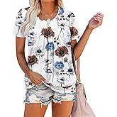 ZOLUCKY Womens Casual Short Sleeve Tunic Tops Scoop Neck T Shirts Summer Loose Fit Tunics