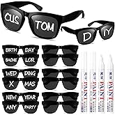 Flutesan 12 Pcs Personalized Custom Sunglasses Bulk with 4 Pcs Marker Pens for Adult DIY Wedding Birthday Party Supplies