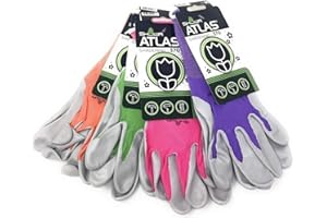 4 Pack Atlas Glove NT370 Atlas Nitrile Garden Gloves - Small (Assorted Colors)