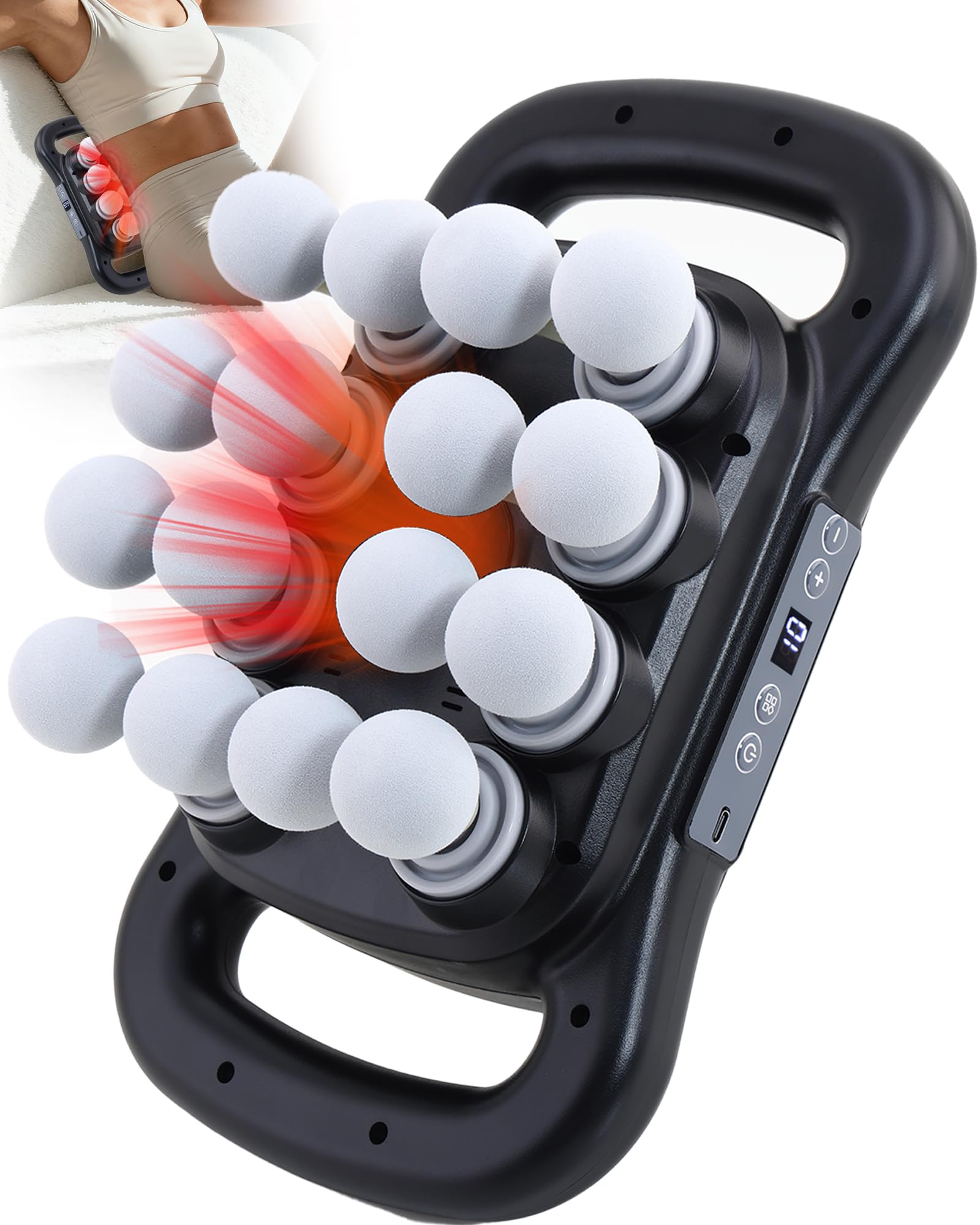 Photo 1 of UFFAE 16-Head Massage Gun, Deep Tissue Percussion Massager with 9 Modes & 9 Intensities, 2600mAh Battery Back Bassager for Pain Relief Deep Tissue for Muscle Pain Relief in Back, Legs, Shoulders