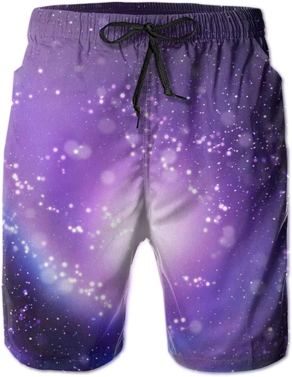 Mens Swim Trunks Purple Starry Sky Men's Summer Beach Shorts, Quick Dry Athletic Trunks (Size M