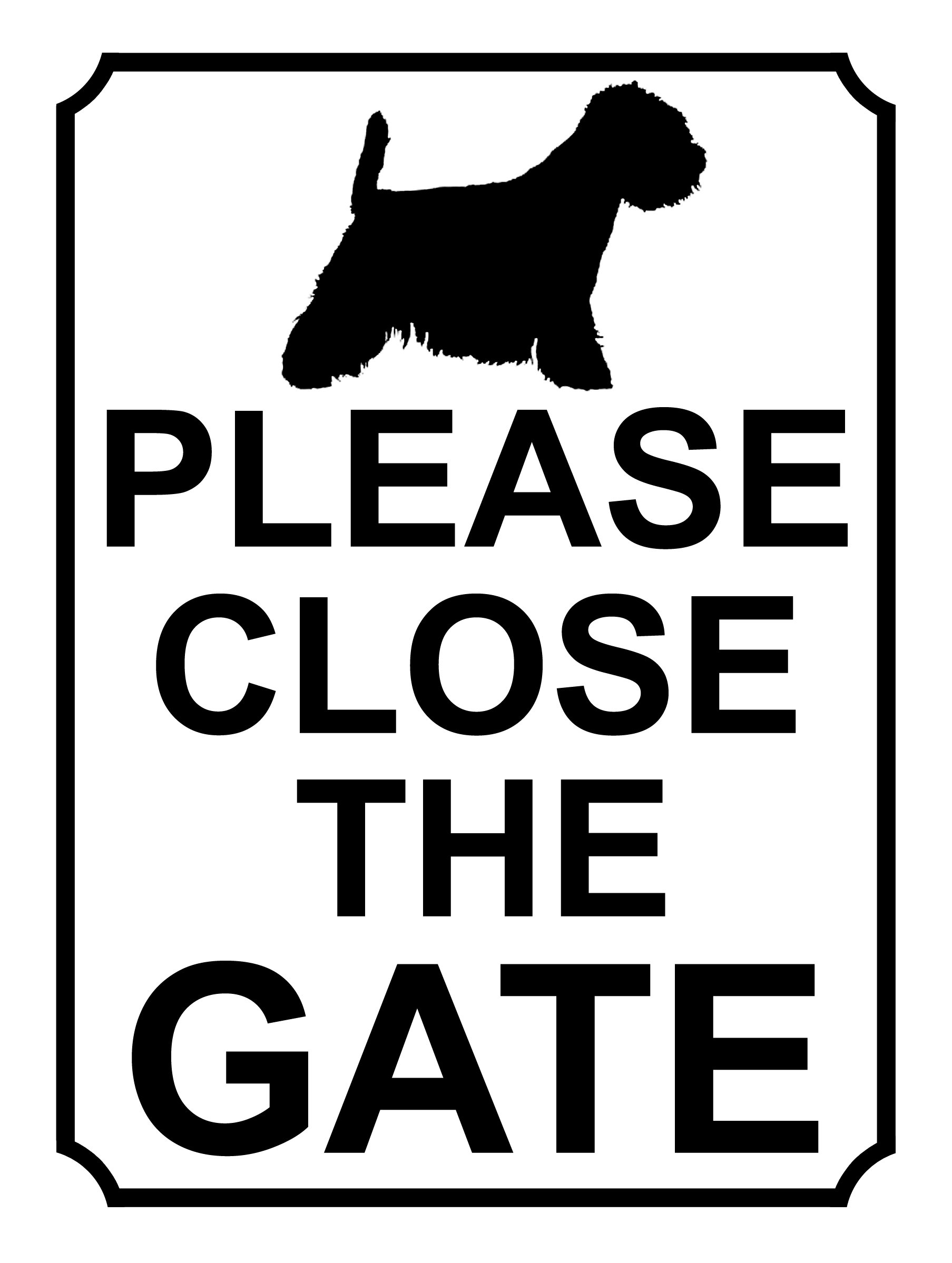SHAWPRINT PLEASE CLOSE THE GATE DOG THEME METAL SIGN 267MM X 200MM (426H1L) LARGE 10" X 8"