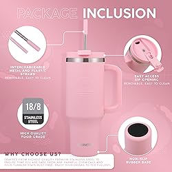 FAHRMOSIS 40 Oz Tumbler with Handle and Straw