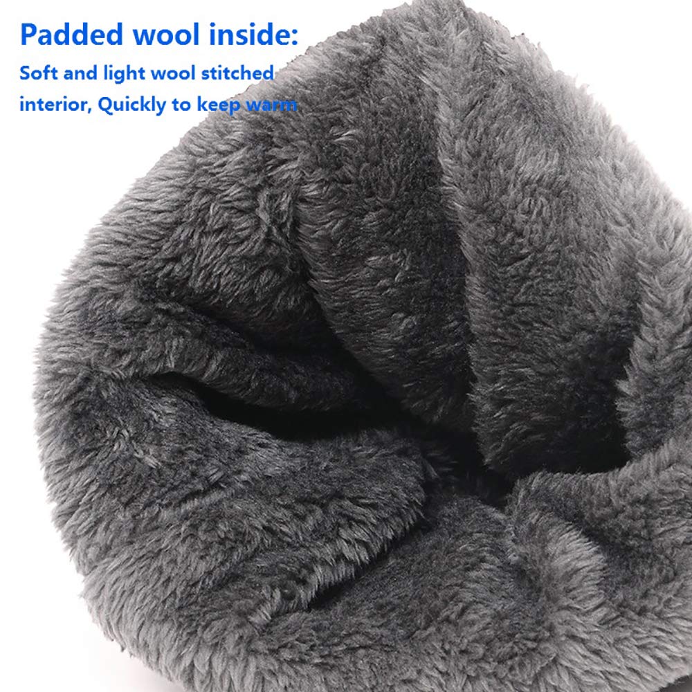 4YOUALL Beanie Hat for Men and Women, Fleece Lined Winter Warm Soft Nap Hats Knit Slouchy Thick Skull Cap (Plain Knit, Black Grey)