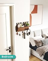 HapiRm Key Holder Wall Mounted 7 Hooks Mail Sorter Home Design Brown view 7
