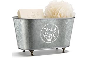 Otoolling 10.63" Vintage Bathtub Shaped Storage Box Galvanized Decorative Bathtub Bar Soap Dish Container with Bronze Claw Fe