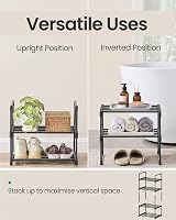 SONGMICS 2-Tier Shoe Rack Storage Organizer Metal Upright or Upside Down view 3