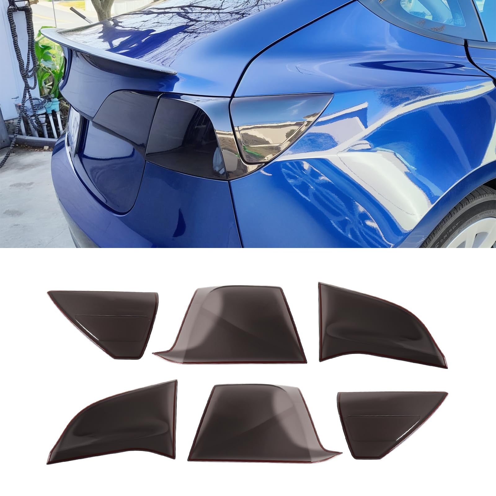 Photo 1 of CRMDF Smoked Tail Light Cover Guards Fit for Tesla Model 3 2017-2023 / Tesla Model Y 2020-2024 Accessories, Rear Taillight Decorative Protection Trim, Reverse Tail Lamp Shell Shade