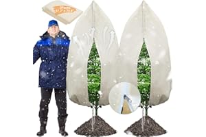 Yogayet Plant Covers Freeze Protection, 2 Packs 47.24"x70.87" Freeze Covers for Outside Plants Tree Shrub Potted, Winter Cold Weather Frost Blankets with Drawstring,Frost Cloths for Outdoor Plants