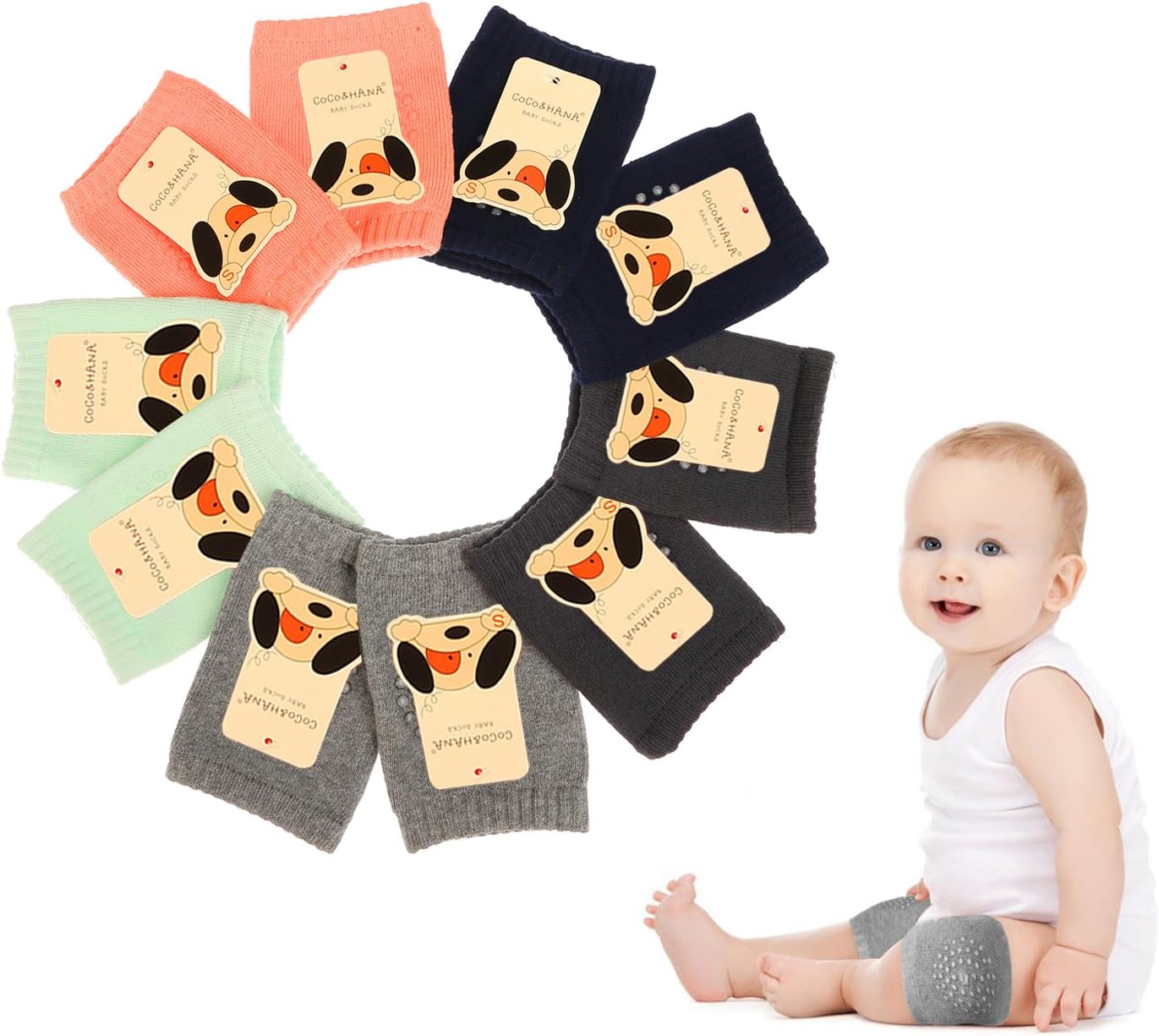 Coresto Baby Knee Pads Cotton Baby Crawling Knee Pads for Toddler(5 Pairs)