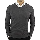 CC Perfect Slim Fit V Neck Sweaters for Men | Lightweight Breathable Mens Sweater | Soft Fitted V-Neck Pullover for Men
