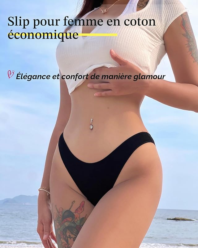 Lot de 6 sous-vêtements féminins en Coton Set Cotton Panties Slips Multipack Hipster Respirant S-XL