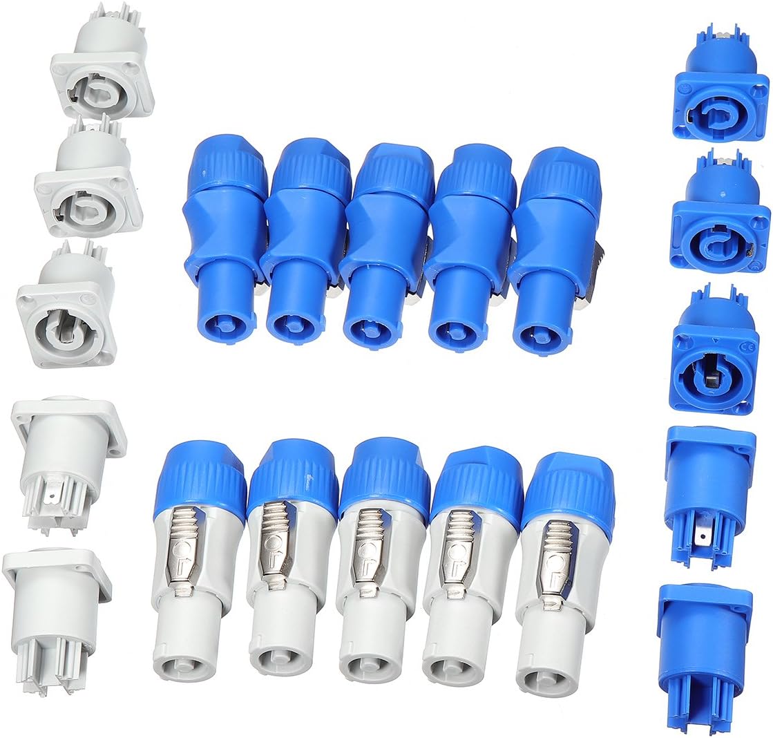 Honfitat 10 Set Neutrik Powercon Type A Nac3Fca+Nac3Mpa-1 Chassis Plug Panel Adapter