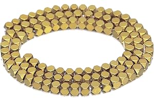 AD Beads Natural Hematite Gemstone Faceted Square Cube Loose Beads 16" 2x2mm 4x4mm (4x4mm, Metallic Gold)