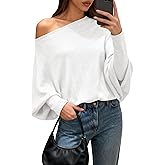BTFBM Casual Fall Sweaters for Women 2026 Long Batwing Sleeve Ribbed Knit Tops Pullover Loose Off The Shoulder Sweater