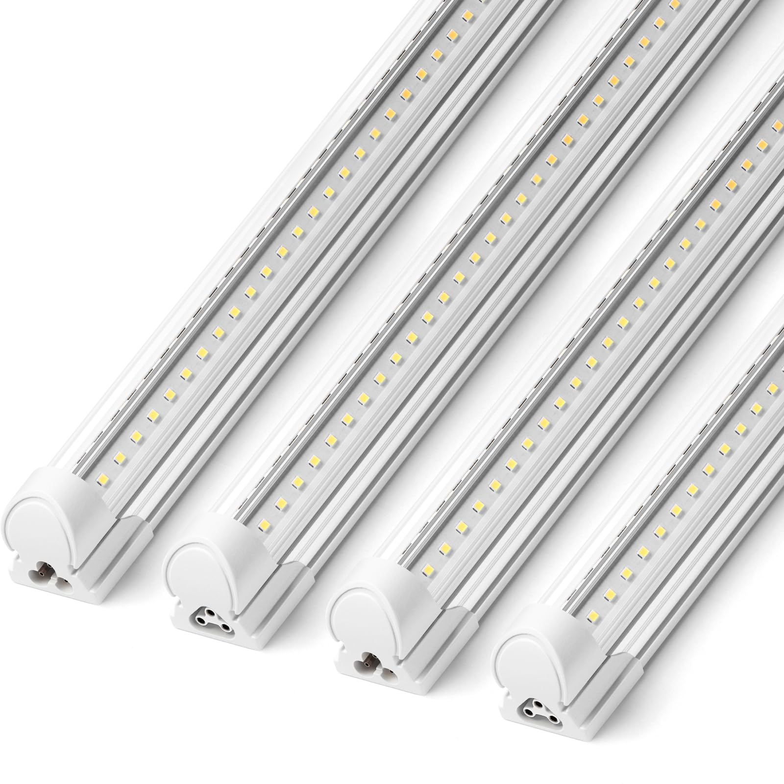 Photo 1 of ****FOR PARTS ONLY / NON-FUNCTIONAL & HAS DAMAGES*** Barrina 8FT LED Shop Lights, 72W 10000LM 5000K, Daylight White, V Shape, Clear Cover, Hight Output, Linkable, T8 LED Tube Lights for Garage 8 Foot with Plug, 4 Packs
