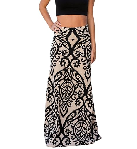 FreestyleMo Damen Elegant Sommerrock Boho Retro Maxirock Lang Cocktail Festlich Rock