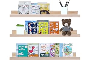 AZSKY Floating Picture Shelves 24 Inch a Set of 3 Wall Mount Long Narrow Photo Ledge Photo Frame Display Shelf Vintage Bookshelf for Nursery Mounting Hardware Included