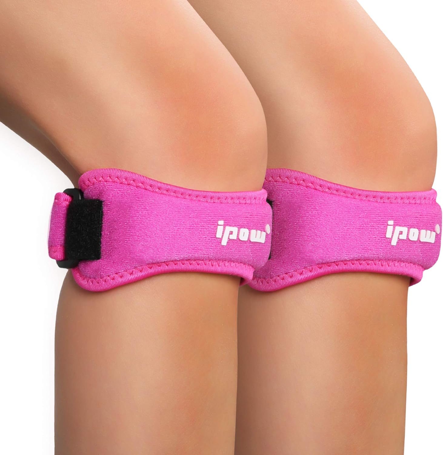 IPOW 2 Pack Knee Pain Relief & Patella Stabilizer Knee Strap Brace Support for Hiking, Soccer, Basketball, Running, Jumpers Knee, Tennis, Tendonitis, Volleyball & Squats (Black): Sports & Outdoors
