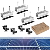 SLRVPVWO Solar Panel Mounting Rails Brackets Kit for Single Panel | Aluminum construction, includes rails &amp; end clamps, 4-piece set, fits 30/35mm panels, mount for metal tin flat roof RV boat