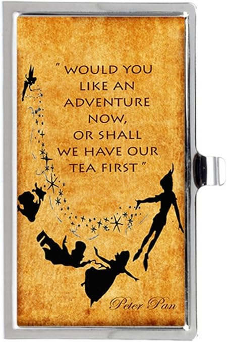 Disney Peter Pan Fee Clochette Citation Vintage Unique Etui Carte De Visite Boite Acier Inoxydable Amazon Fr Fournitures De Bureau