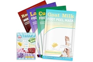 OUKEYA 4 in 1 Foot Peeling Mask : Peeling Foot Mask Dermatologically Tested Repairs Heels & Removes Dry Dead Skin for Baby Soft Feet Exfoliating Foot Peel Mask for Dry Cracked Feet Combo 4 Pack