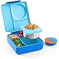 OmieBox Bento Box for Kids - Insulated Lunch Box with Leak Proof Thermos Food Jar - 3 Compartments, Two Temperature Zones (Sk