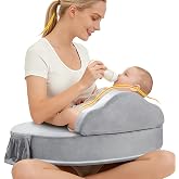 ACGROW Nursing Pillow for Breastfeeding, with Safety Fence, Removable Cover | Wider Breastfeeding Cushion, Adjustable Strap, Memory Foam Bottle Feeding Pillow with Ergonomic Support,Baby Safety Certified