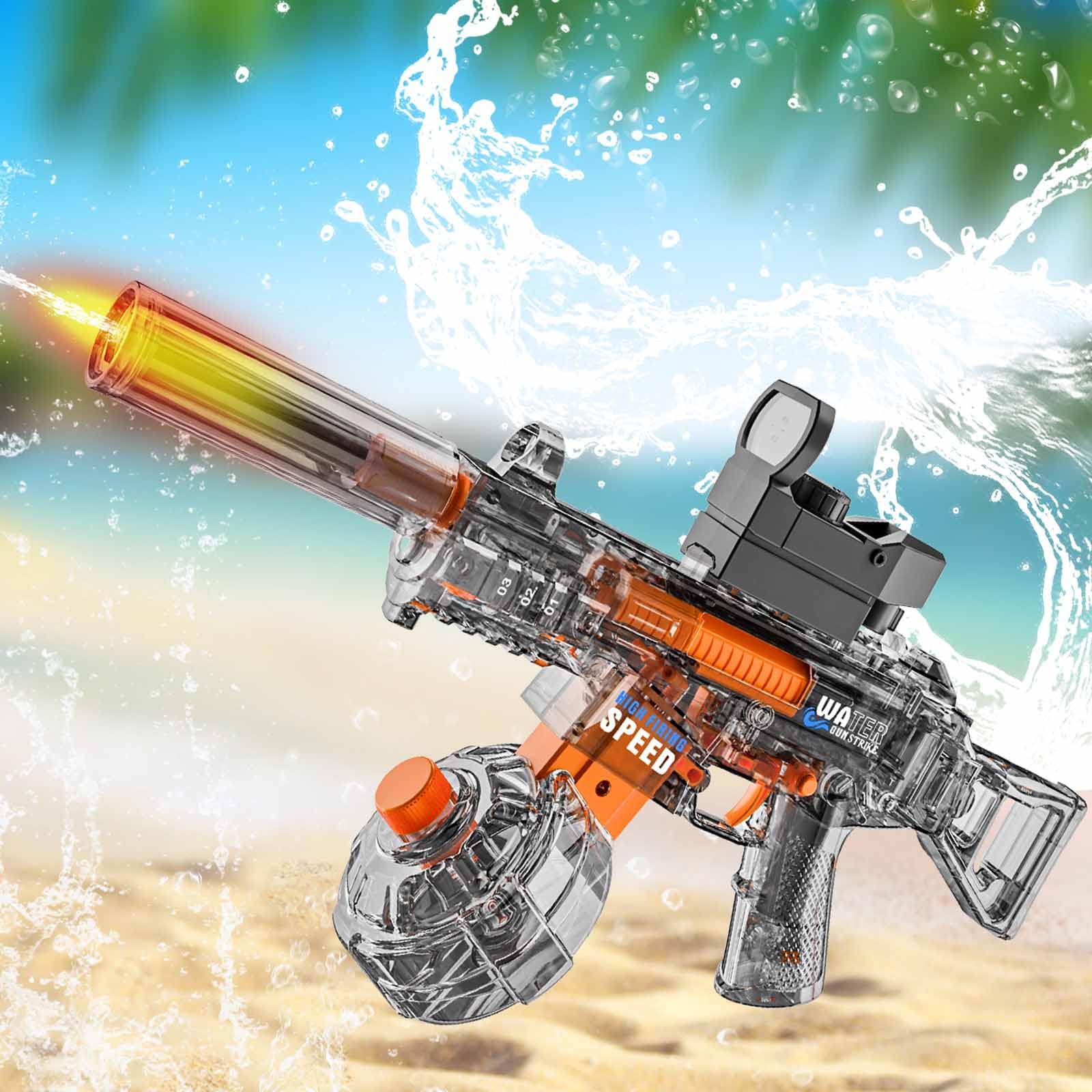 New Electric Water Gun for Adults Kids, Automatic Water Gun With LED Lights, Ultra-Long Range, Large-Capacity Automatic Water Absorption, Ultra-Long Standby (Grey)