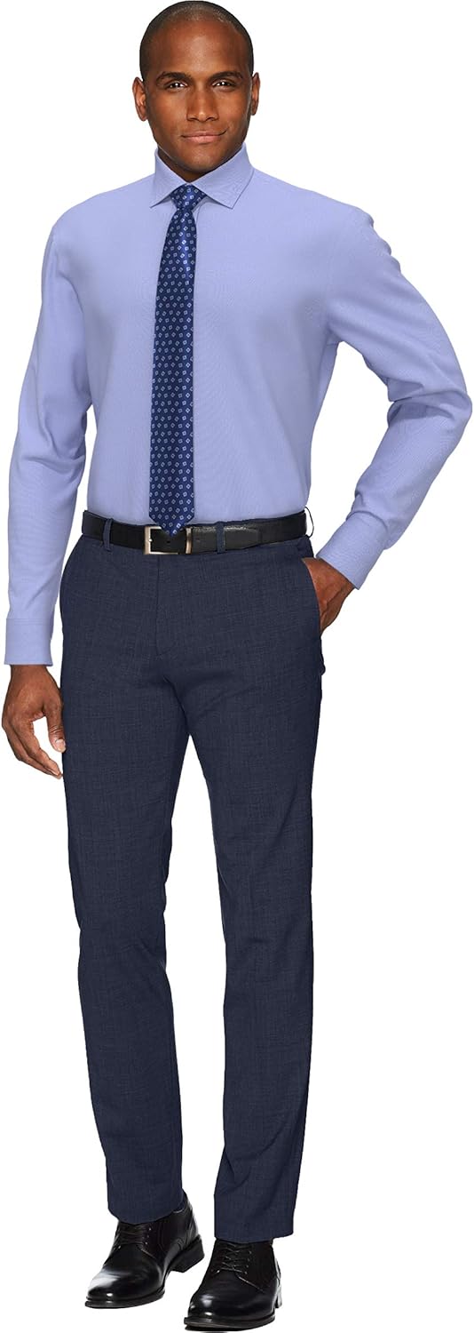  Brand - Buttoned Down Men's Slim-Fit Spread Collar Solid Pinpoint Dress Shirt, Supima Cotton Non-Iron: Clothing